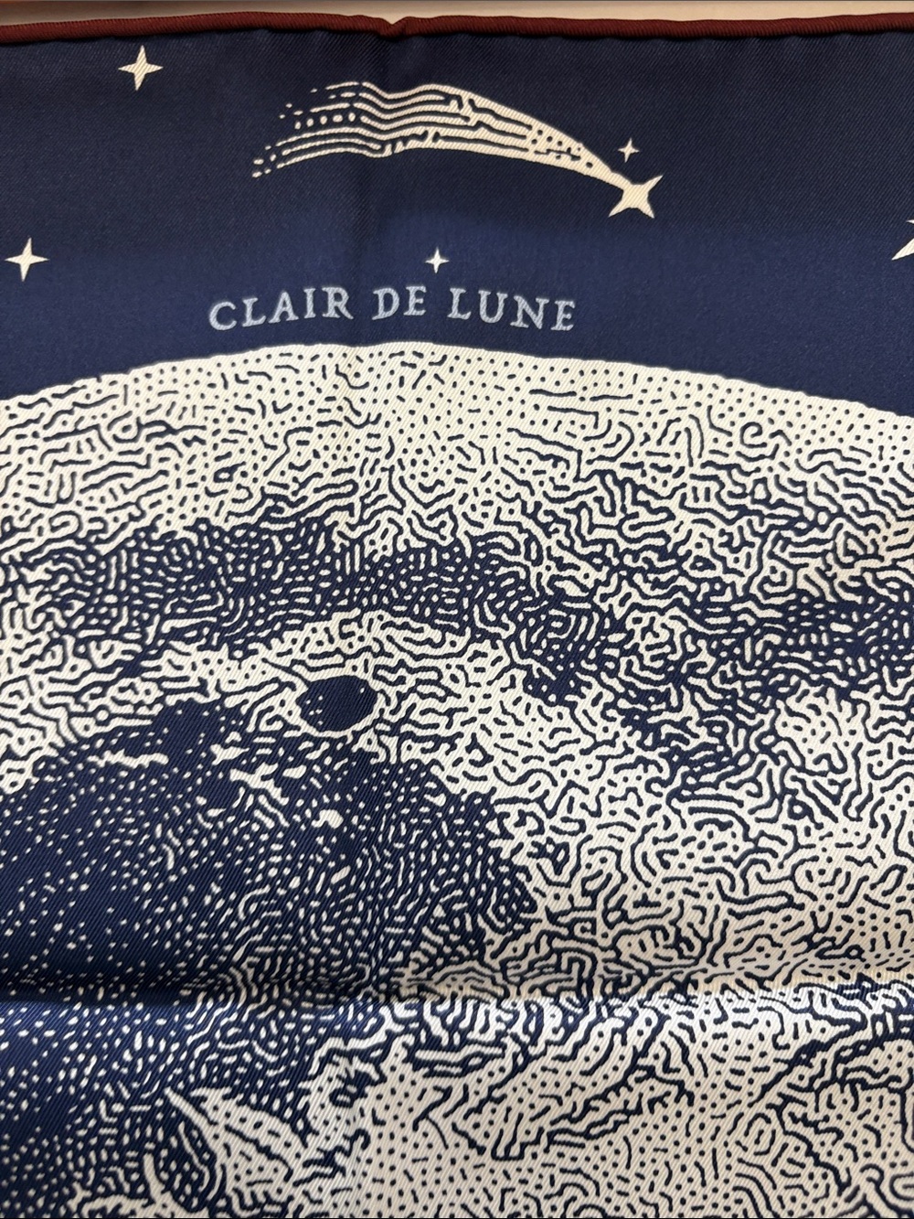Hermes Navy Blue and White Clair de Lune Silk Scarf 70 - Picture 3 of 9
